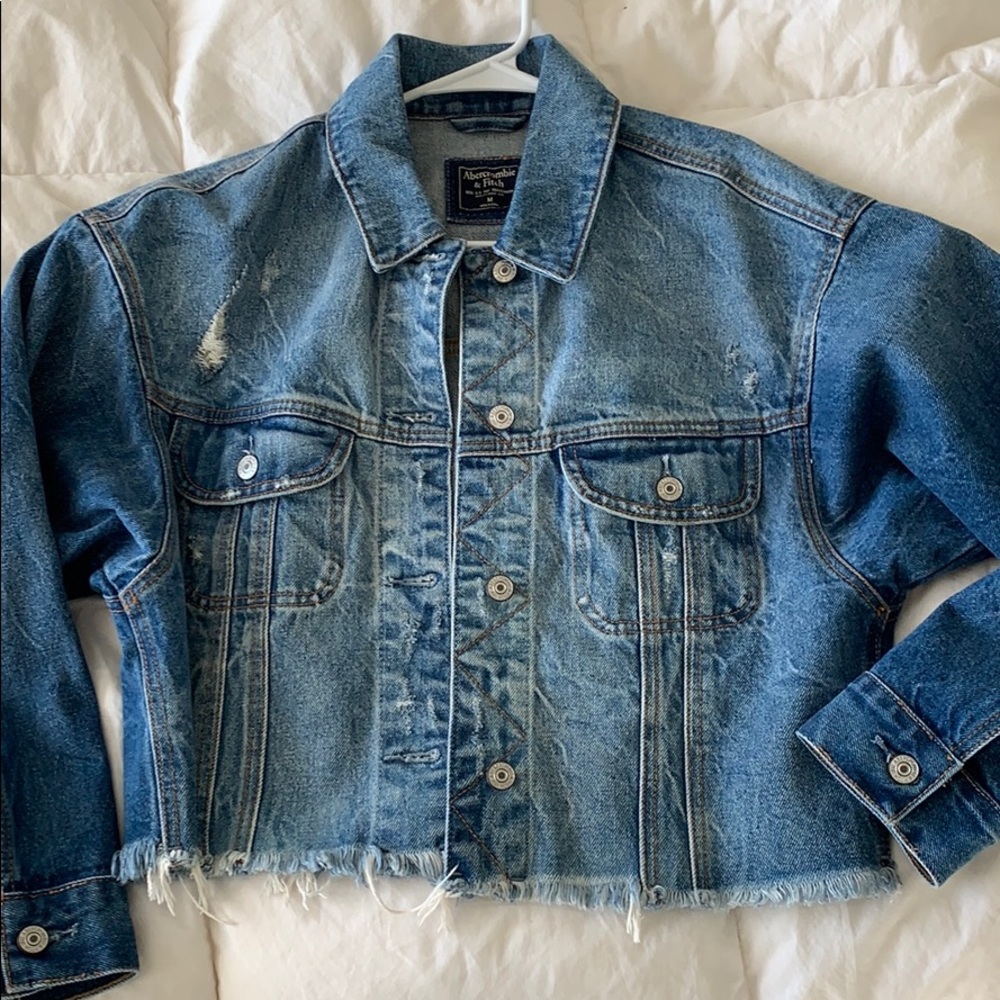 Abercrombie and fitch Cropped oversized jean jacket